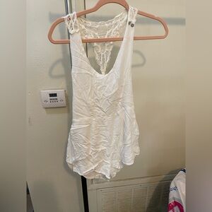 Forever 21 White Lace-Back Romper